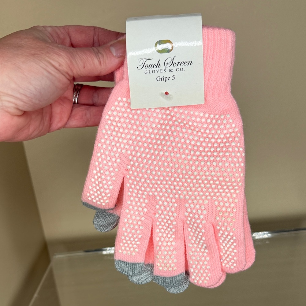 Pink and Gray Gripz 5 Gloves